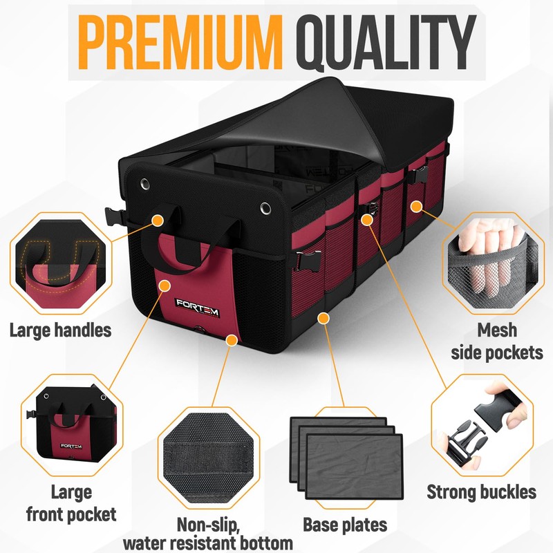 FORTEM Trunk Organizer For SUV Car Organizer and Storage, Multi-Compartment