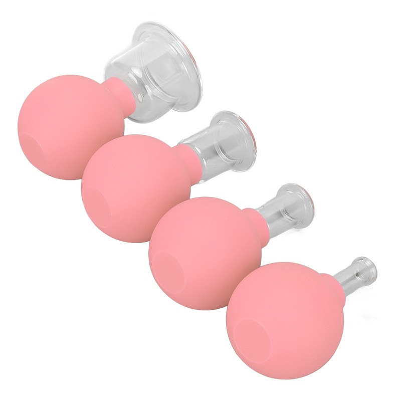 4pcs Glass Face Cupping Set Silicone Lymphatic Drainage Skin Lifting