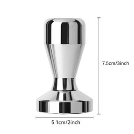 Coffee Tamper, Stainless Steel Espresso Coffee Bean Press Base Espresso Tamper 51mm Tool (Silver)