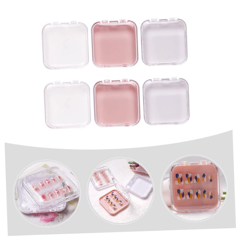 Baluue 6pcs Nail Storage Organizer Box Portable Nail Holders Storage