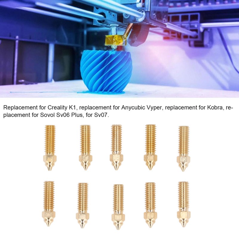 10Pcs 3D Printer Nozzle Kit High Flow Smoother Operation Bass