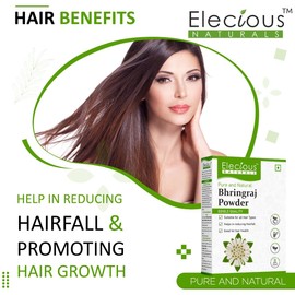 Elecious Bhringraj Powder for hair growth (200 Grams) | Edible | Good for Hair pack, Hair oil and oral consumption | Preservative free