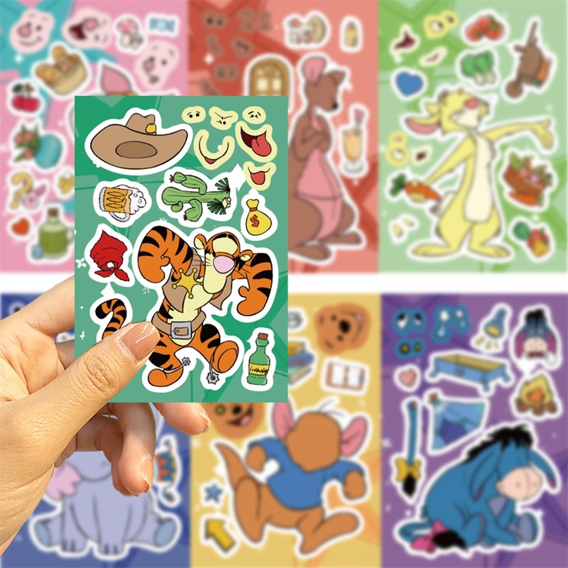 24 Sheets Make a Face Winnie Pooh Bear Stickers for