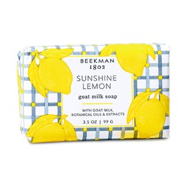 Beekman 1802 Goat Milk Body Soap Bar, Sunshine Lemon - Scented - 3.5 oz - Nourishes, Moisturizes & Hydrates - 100% Vegetable Soap with Lactic Acid - Good for Sensitive Skin - Cruelty Free