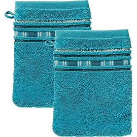 Erwin Müller Wash Mitt, Wash Cloth, Pack of 2, Achern Turquoise, Size 16 x 21 cm, 500 g/m², Quick-Drying, Extra Absorbent