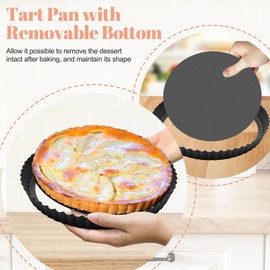 Windspeed Windspeed 4+31 Pcs Tart Pan with Removable Bottom, 9 Inch 11 Inch 4 inch Round Tart Pan Carbon Steel Pie Pans Mold Non-Stick Coating Quiche Pan for Baking with 30P Baking Oil Paper 1 Oil Brush