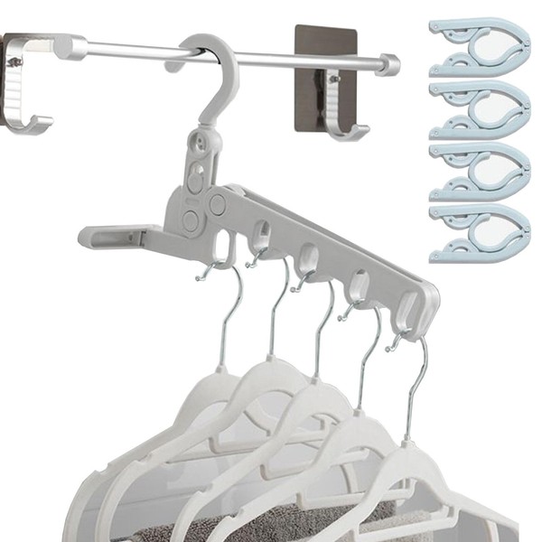 1PC Folding Clothes Drying Rack with 5 Travel Hangers Foldable,