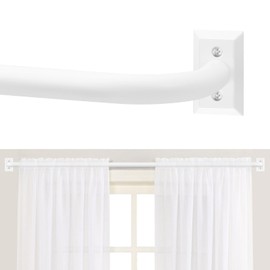 TANGWIN White Wrap Around Curtain Rods 66 to 120 Inch:Blackout Heavy Duty Adjustable Window Curtain Rod for Bedroom Kitchen,Modern Decorative Curved French Metal Single Drapery Rods Easy Install,White