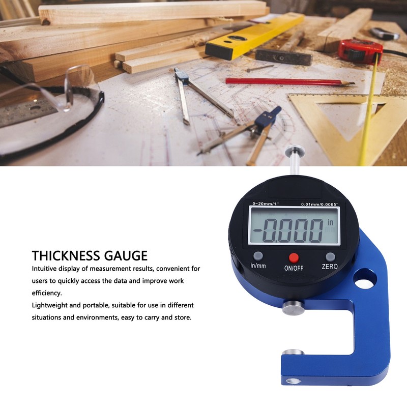 Electronic Thickness Meter 0.0005in Resolution High Accuracy Portable Digital Thickness