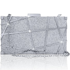 Farcauo Clutch Purses for Women Chain Evening Bag Silver Small Cocktail Party Purses Formal Wedding Handbags for Bride Women's Crossbody Bags