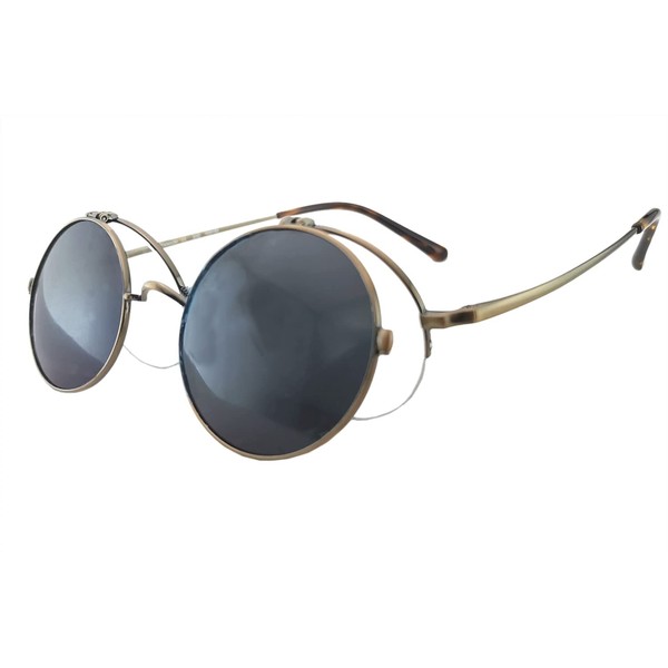 Circleperson Pure Titanium Glasses Polarized Flip up Sunglasses Vintage Small