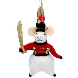 WOOL HANGING DECORATION - MOUSE SOLDIER