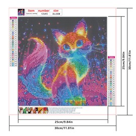 SHEGZHUC Diamond Painting Cat Colourful 30 x 30 cm Diamond Painting Cat Fluorescent Diamond Painting Animals Rainbow Cat Diamond Painting Art Embroidery Cross Stitch Gift Wall Decoration