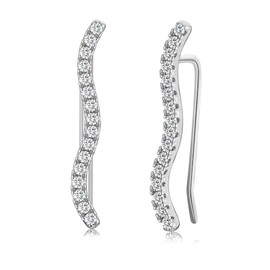 Earrings Silver for Women, Earrings Climber Stud Earrings with 5A + Zirconia Helix Cartilage Silver/Gold Gifts, White Gold