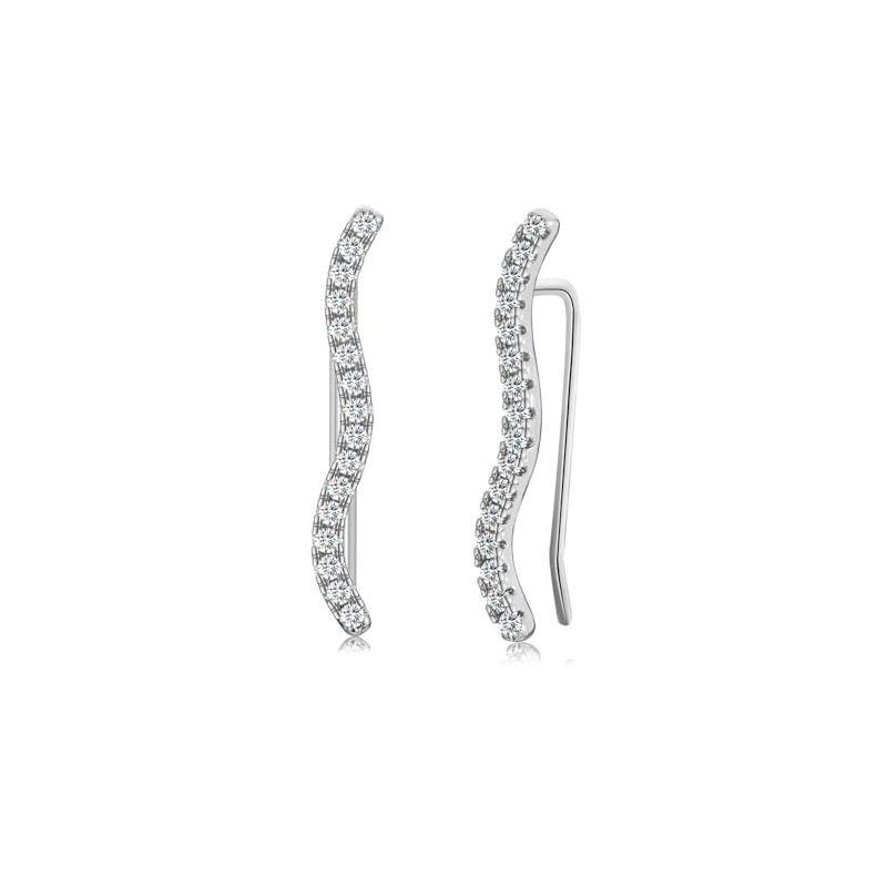 Earrings Silver for Women, Earrings Climber Stud Earrings with 5A