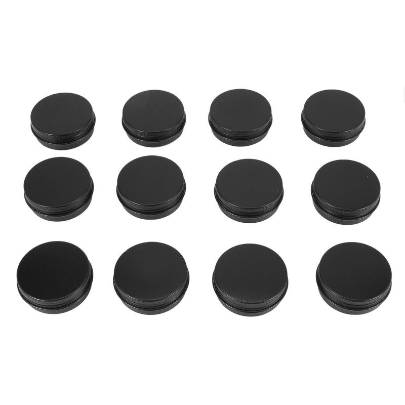 72Pcs 1Oz Black Aluminum Tin Jars Round Screw Lid Containers