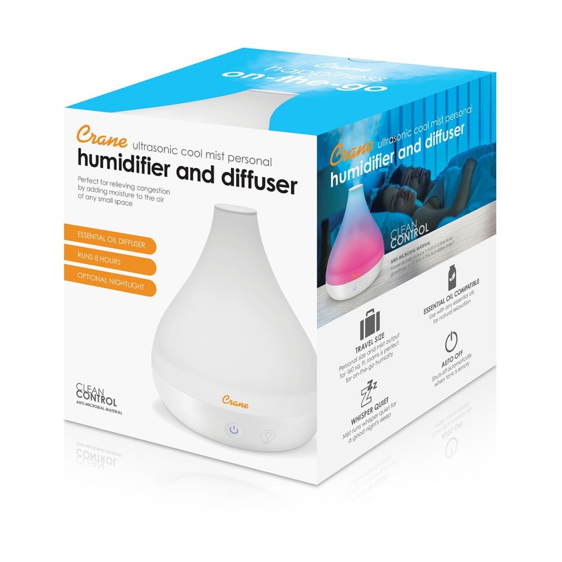 Crane Small Ultrasonic Diffuser and Air Humidifiers for Bedroom and