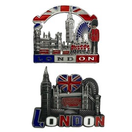 LILAJ Set of 12 London Souvenir Metal Fridge Magnets of Iconic Landmarks: Big Ben, Tower Bridge, London Eye, Red Phone Box, Bus, Royal Guard Perfect Travel Collectibles & Kitchen Decor Great Gift Idea