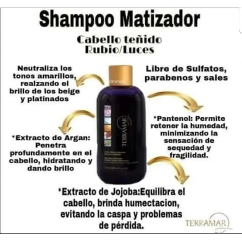 3 Shampoo Matizador De Cabello Teñido Terramar® 250ml