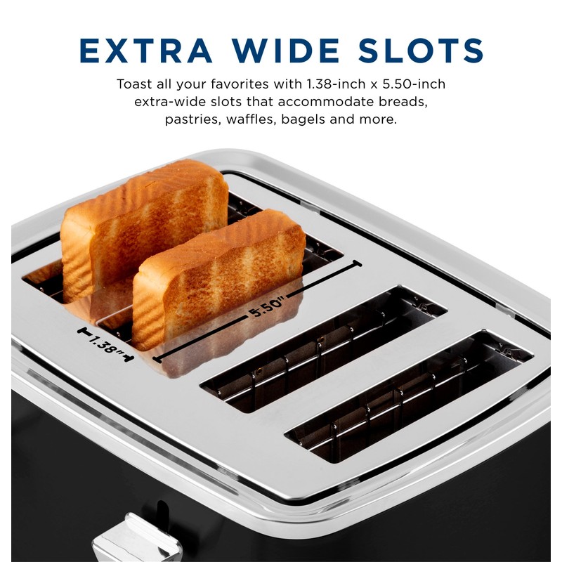 GE 4 Slice Toaster | Extra Wide Slots for Bagels,