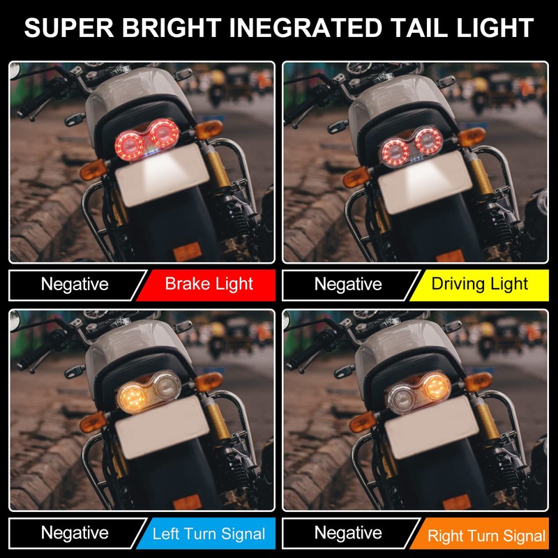 Biqing Multifunction Universal Red Lens Double Motorcycle Taillight/Turn Signal/Brake Stop