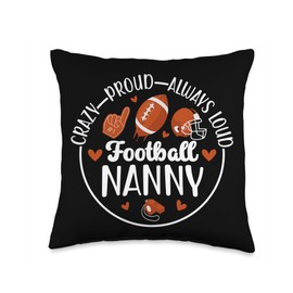 Crazy Proud Football Nanny of A Football Player Nanny Throw Pillow