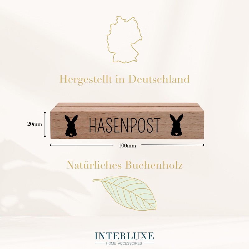 Interluxe Kartenhalter - Hasenpost - Grußkartenhalter Tischdeko zu Ostern Fotohalter