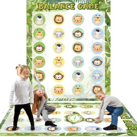 Lonfliness Jungle Animal Pose Balance Floor Game for 2 or More Players,Animal Large Mat Party Game Indoor Outdoor Family Reunion Games for Friends Adult Group Activity Jungle Party Favor Gift