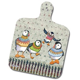 Emma Ball Mini Chopping Board - Woolly Puffins by Caroline Cleave