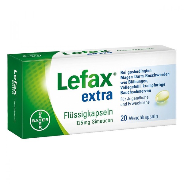 Lefax Extra Liquid Capsules for Moderate Bloating, Pressure and Bloating, Gas-Related Abdominal Pain, Easy to Swallow, Pack of 20