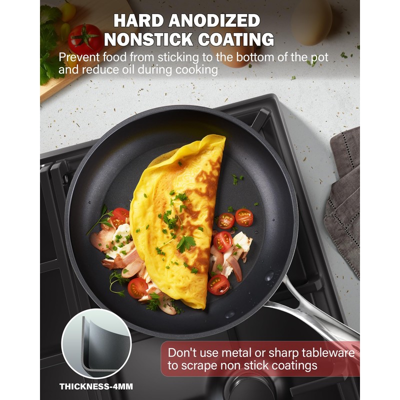 Cooks Standard Frying Omelet Pan, Classic Hard Anodized Nonstick 8-Inch/20cm