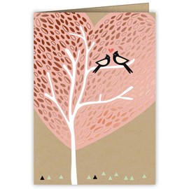 Quire Copper Charm Card Pink Tree With Birds