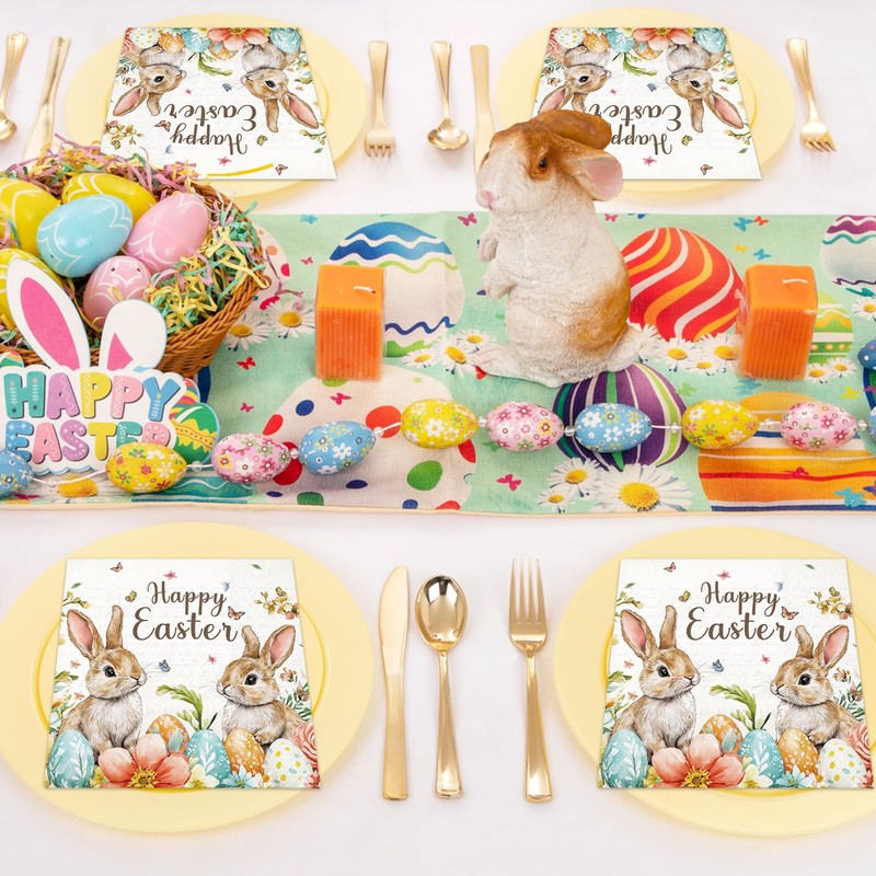 40 Pcs Easter Paper Napkins – 13 x 13 Inch