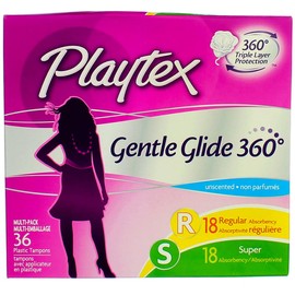 Playtex Gentle Glide Tampons, Unscented Multi-Pack 36 ea (Pack of 7)