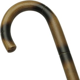 Unisex Round Nose Crook Cane Stepped/Scorched Applewood  -Affordable Gift! Item #DHAR-9003319