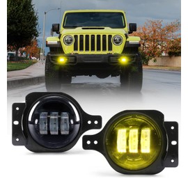 Xprite 300% Bright Fog Lights Compatible with 2018-2025 Jeep Wrangler JL JLU & 2020+ Gladiator JT, 60W LED FogLights Replacements, 2 Pair Mounting Brackets Included, DOT, 6500K, Plug N Play (Yellow)
