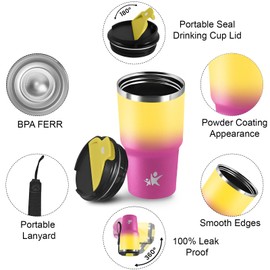 Mujigaga Tazza da Viaggio 0.6 Litri con Isolamento, Bicchiere Termico con coperchio a prova di perdite, Tazza da Viaggio, Ermetica Portatile, Tumbler Per Caffè Caldo e Freddo, Acqua e Tè