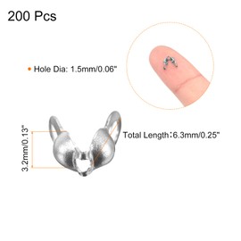 uxcell 200Pcs Open Bead Tips Knot Covers, 1.5mm Metal Clamshell Crimp Fold-Over Calotte End Caps for Jewelry Making DIY Crafts, Silver