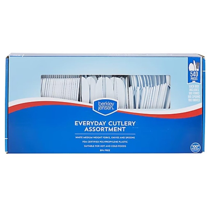Generic Cutlery Combo, White, 540 Pieces (Forks, Spoons, Knives), medium,