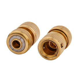 Mivos 2 x 1/2 inch (13 mm) Brass Garden Hose Quick Connectors, Hose Coupling with Stop Function, Suitable for All Standard Hoses and Irrigation Systems
