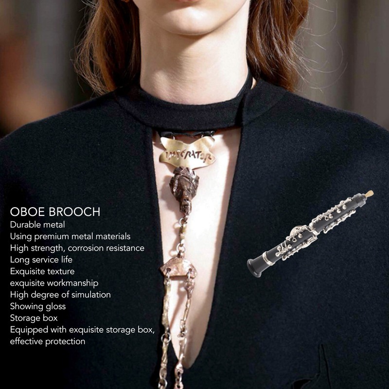 Oboe Brooch Pin Fashion Elegant Simulation Metal Musical Instrument Brooch