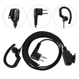 YNIBST 2 Pin G Shape Earpiece with PTT Mic and Retractable Coils for Motorola CLS1410 CLS1110 CLS1413 CP100d CP180 CP200 CP185 RDM2070D Walkie Talkie Two-Way Radio (3 packs)