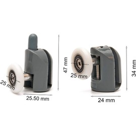 Shower Door Rollers Set of 8 Single Shower Door Runners / Wheels / Pulleys / Guides 23mm Diameter Home Bathroom DIY Replacement Parts(4 upper rollers and 4 bottom rollers)