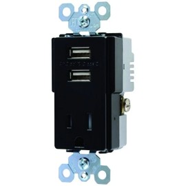 Legrand TM8USBBKCC6 Dual USB Charger With Tamper Resistant Receptacle, Black