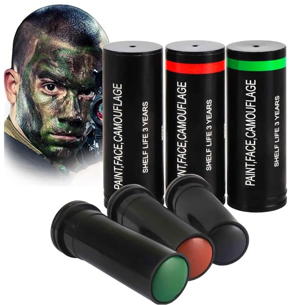 Tkekruh 3 Pieces Camouflage Face Paint Sticks Kit, Army Military