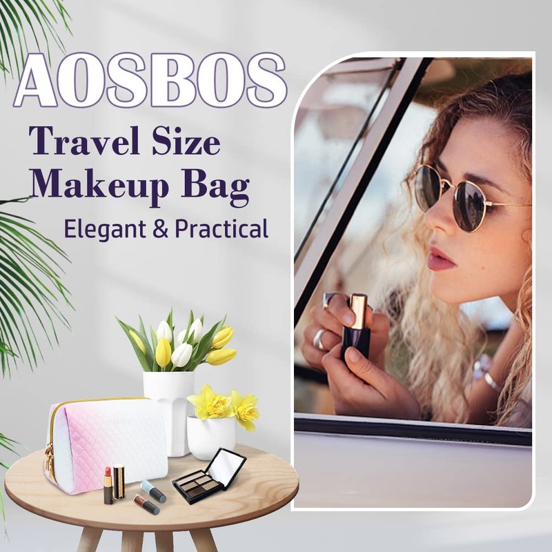 Aosbos Small Makeup Bag Travel Size Makeup Bag Cosmetic Travel