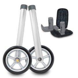 Top Glides Universal Walker Wheel Kit: 5 Inch Sport Wheels and FlexFit Walker Ski Glides (Silver)
