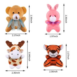 32 Pieces Mini Plush Animal Toys Small Safari Stuffed Toys Animals Cute Plush Keychain Animals Decoration for Birthday Teacher Student Award Themed Party Favors