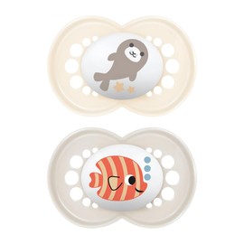 MAM Original Dummy Set of 2, Rubber, with Dummy Box, 6-16 Months, Neutral
