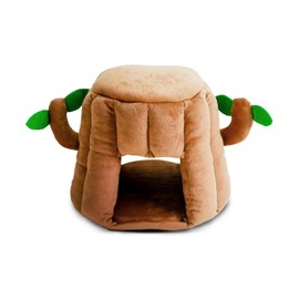 GuineaDad Tree Stump Hidey – Cozy Hideout for Guinea Pigs, Rabbits, & Other Pets | Plush Hideout for Small Animals | Comfy Hideaway Tunnel (Medium)